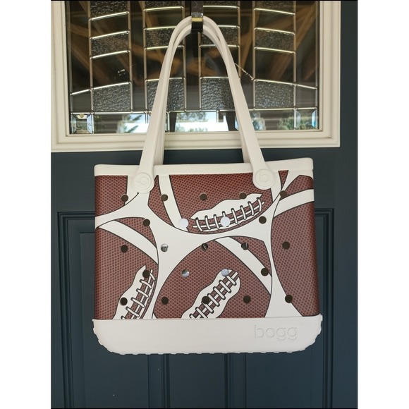 BOGG BAG Handbags - BOGG BAG Football Print Tote W/Clear Plastic Zip Pouch Size M Game Time Team Mom